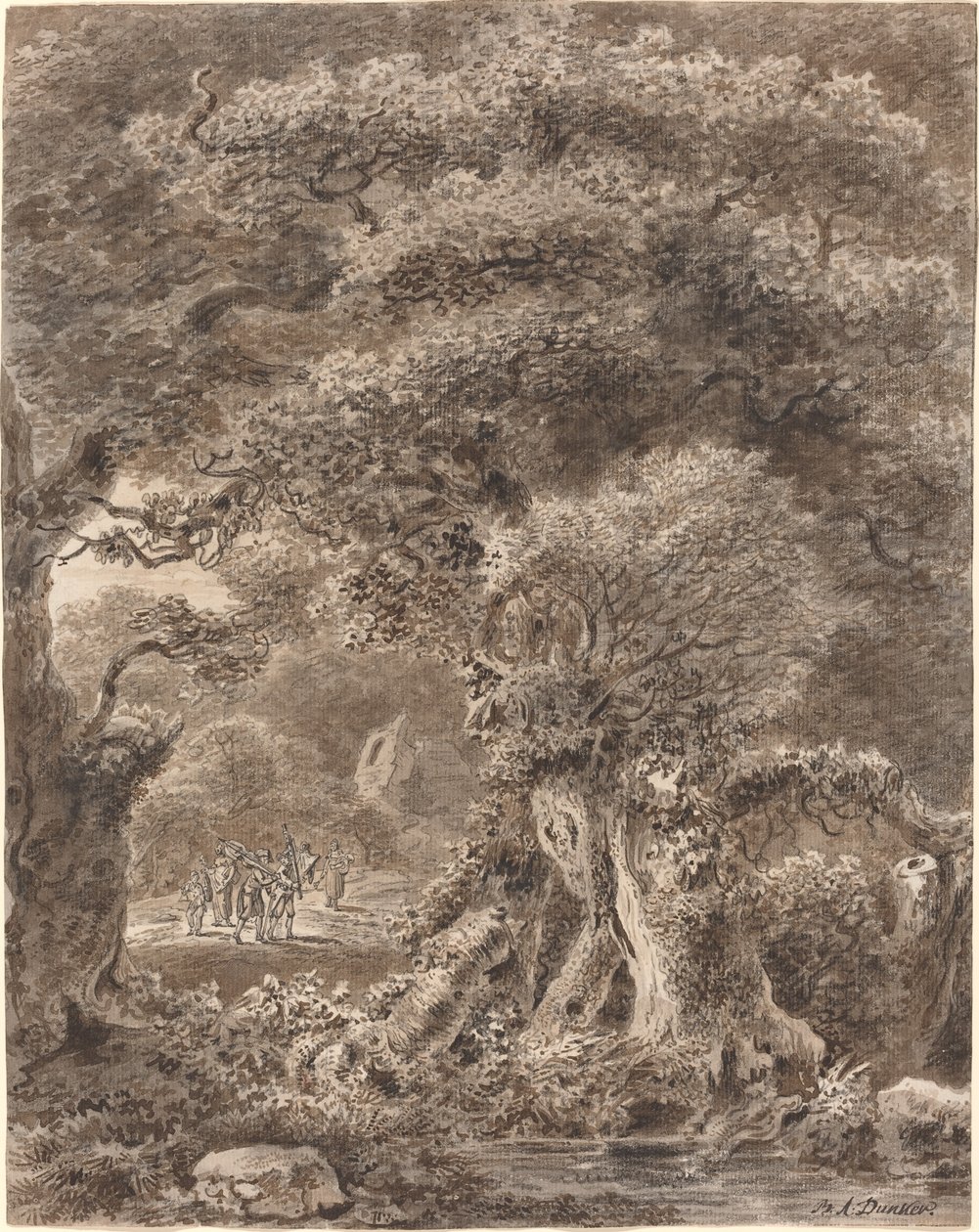 Musicisti che attraversano una foresta da Balthasar Anton Dunker