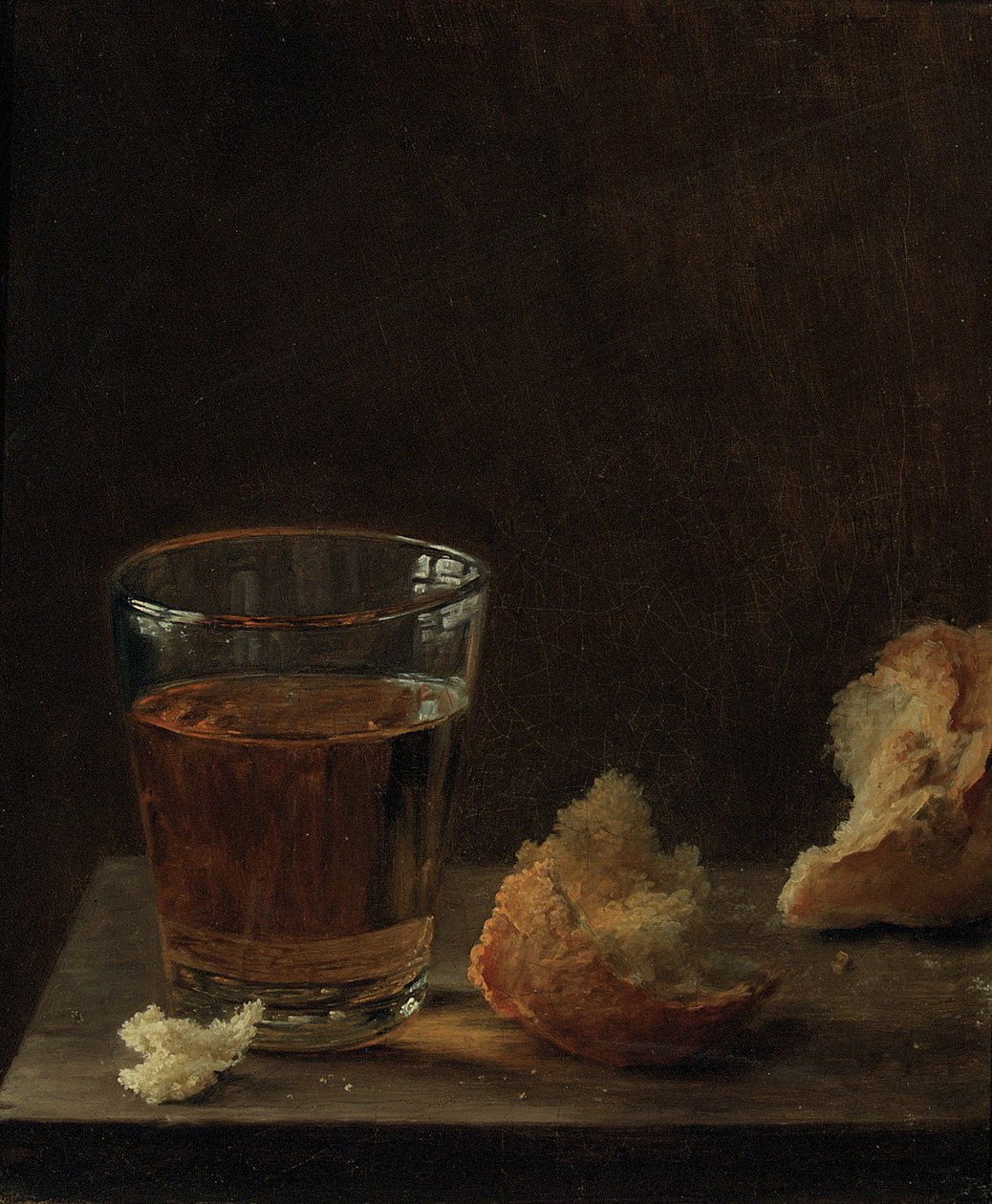 Un bicchiere di birra e un panino su un tavolo da Balthasar Denner