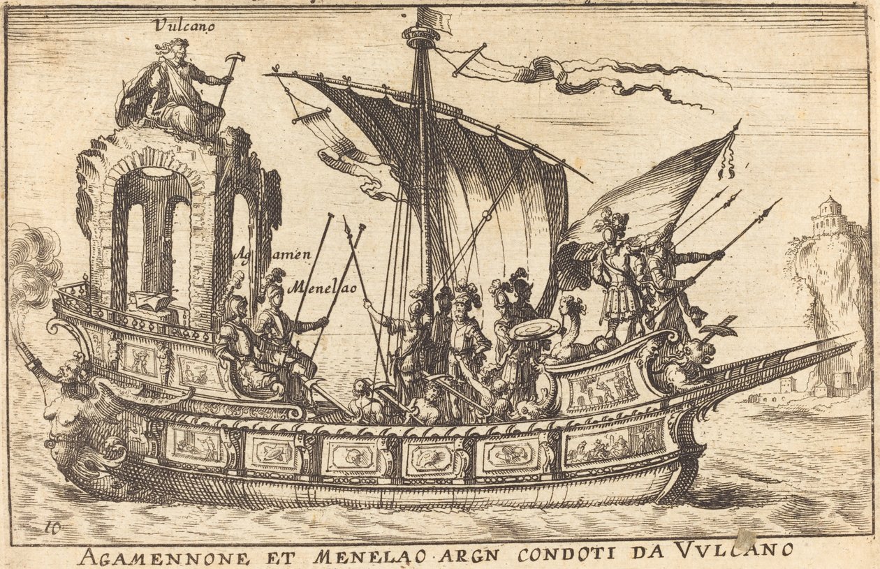 Agamennone e Menelao condotti da Vulcano da Balthasar Moncornet after Remigio Cantagallina