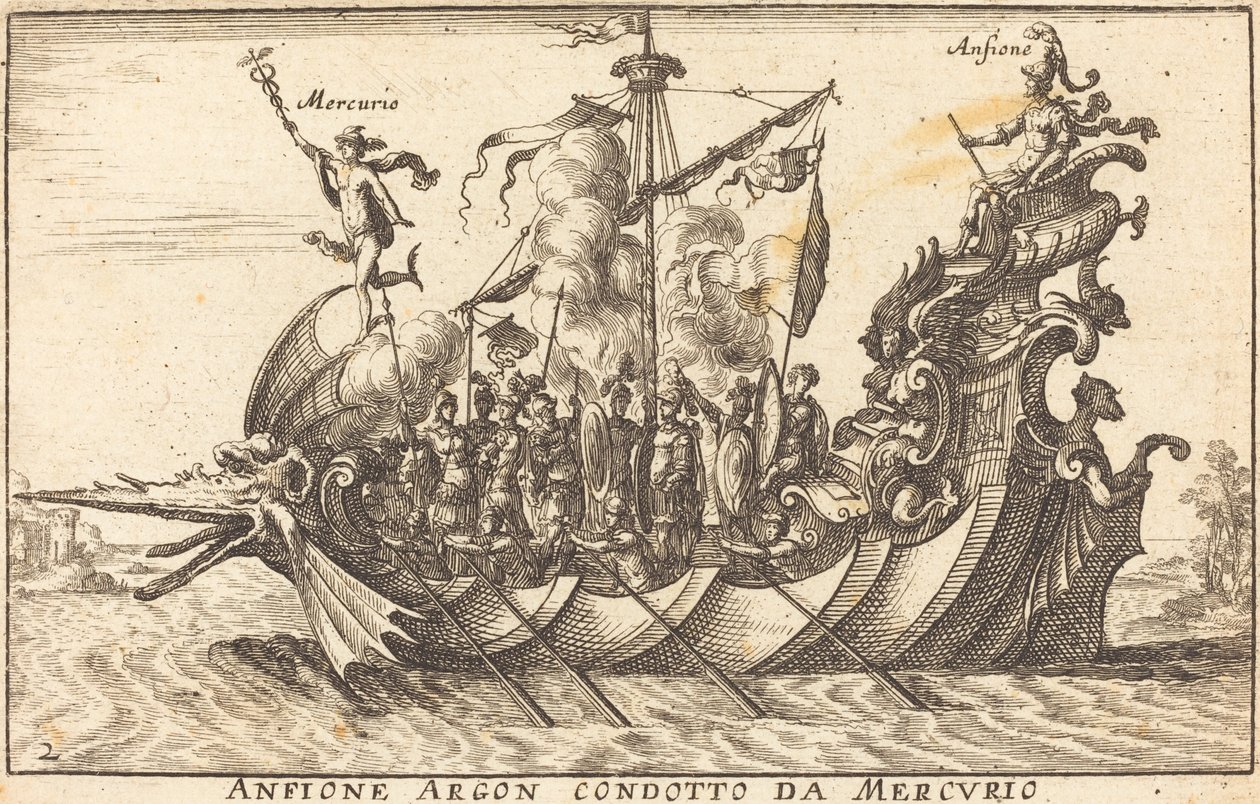 Anfione Argon condotto da Mercurio da Balthasar Moncornet after Remigio Cantagallina