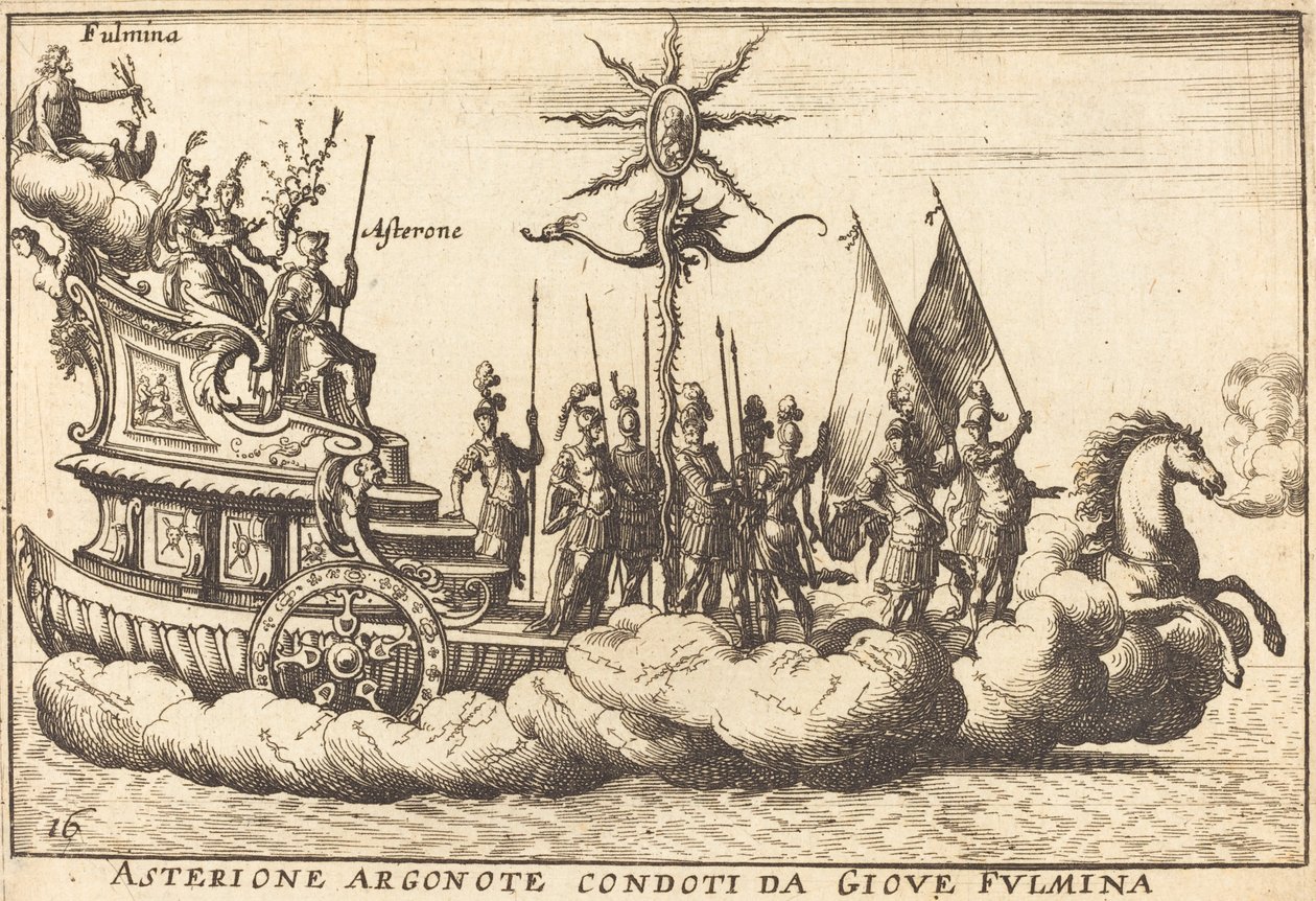 Asterione Argonauta condotto da Giove Fulmina da Balthasar Moncornet after Remigio Cantagallina