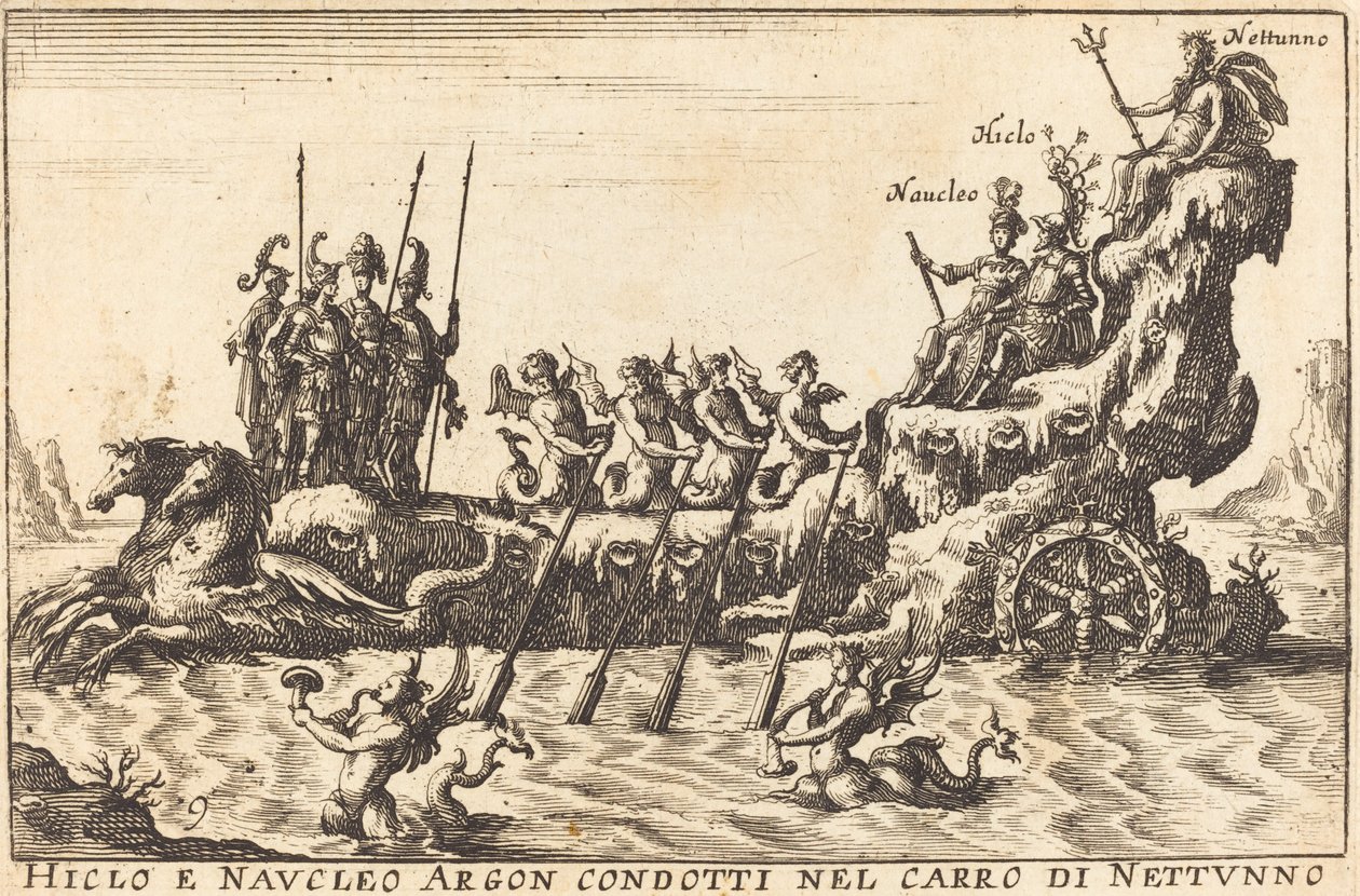 Hiclo e Naucleo Argon condotti nel carro di Nettuno da Balthasar Moncornet after Remigio Cantagallina