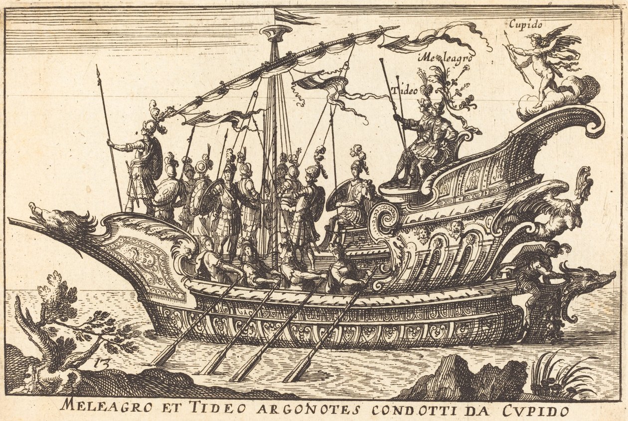Meleagro e Tideo Argonauti condotti da Cupido da Balthasar Moncornet after Remigio Cantagallina