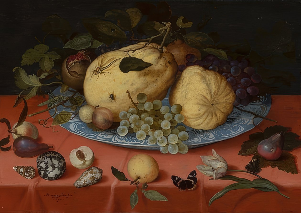 Natura morta con frutti, conchiglie e tulipano da Balthasar van der Ast