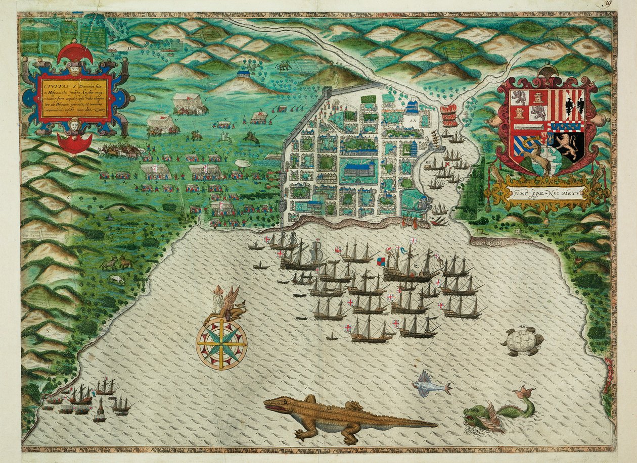 Mappa di Santo Domingo da Baptista Boazio