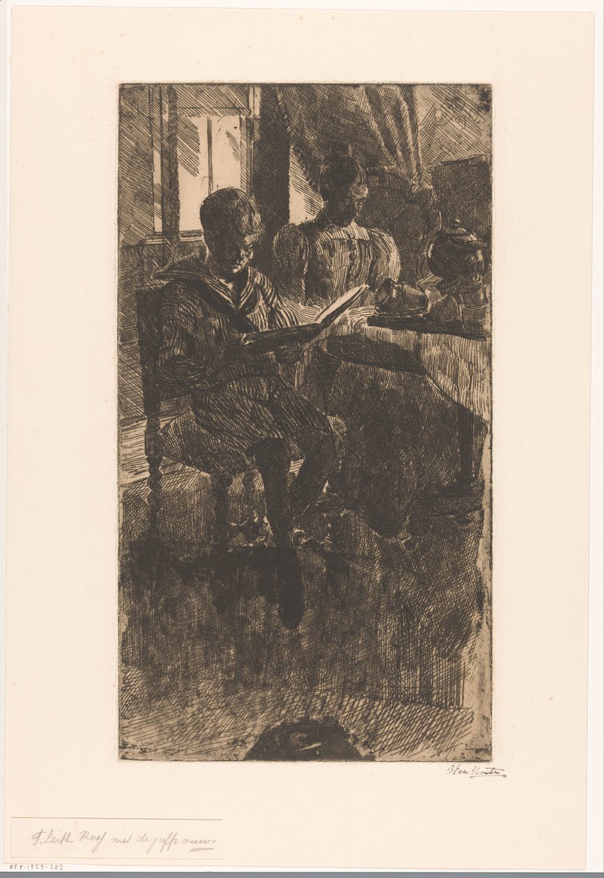 F. Leith Ross con la signorina da Barbara Elisabeth van Houten (signed by artist)