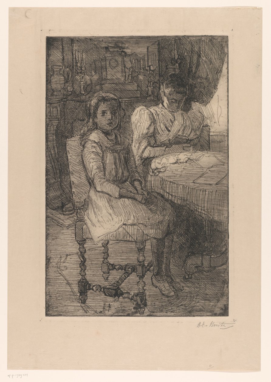 Due donne al tavolo da Barbara Elisabeth van Houten (signed by artist)