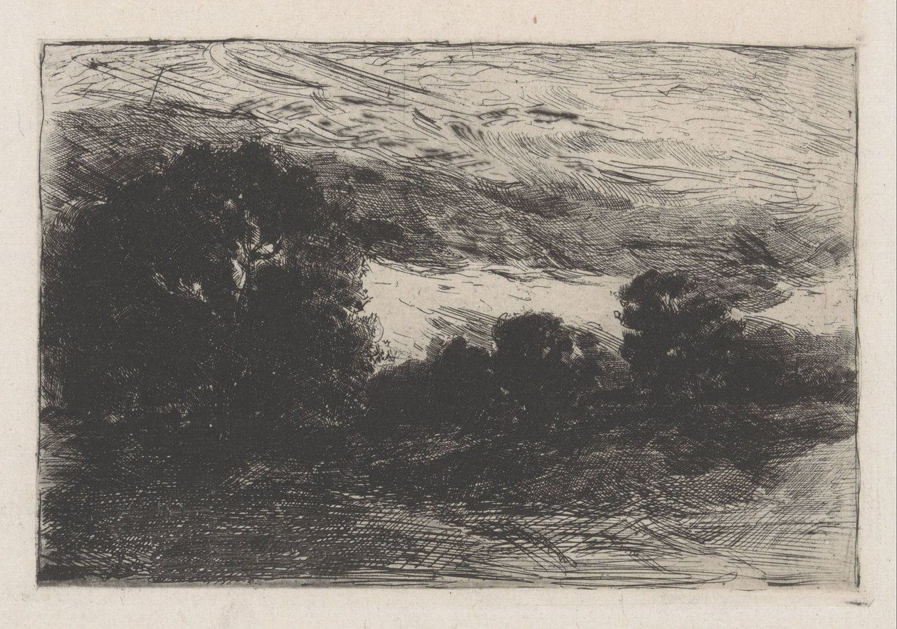 Paesaggio con alberi e cielo tempestoso da Barbara Elisabeth van Houten