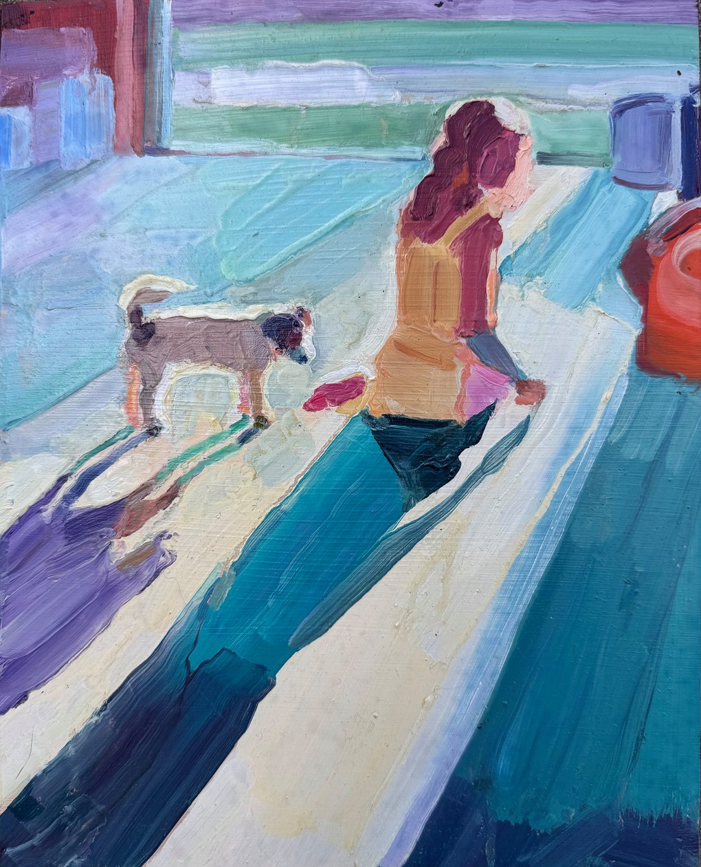 ombra, 2023, olio su pannello da Barbara Hoogeweegen