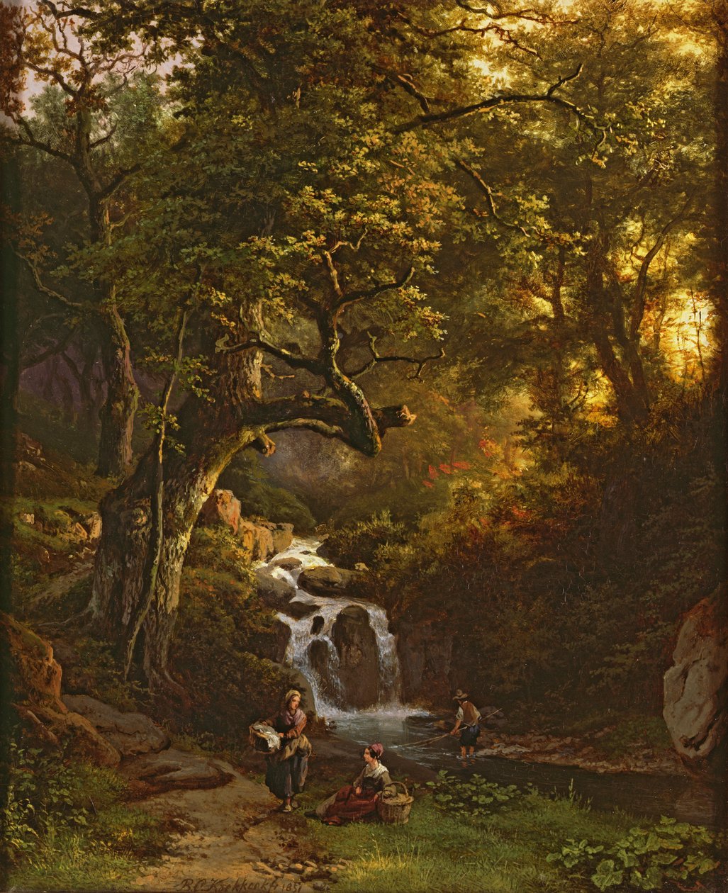 Il ruscello boscoso (pesca), XIX secolo da Barend Cornelis Koekkoek