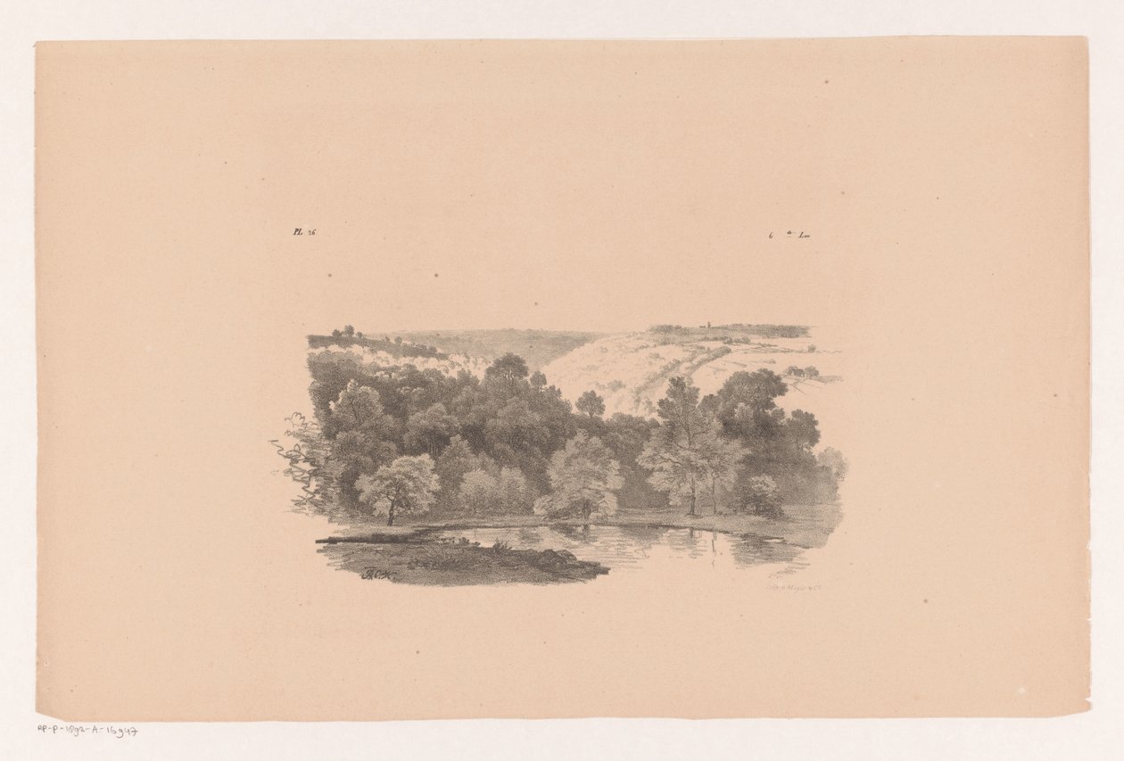 Veduta su paesaggio collinare (Studi di paesaggi sesta consegna) da Barend Cornelis Koekkoek