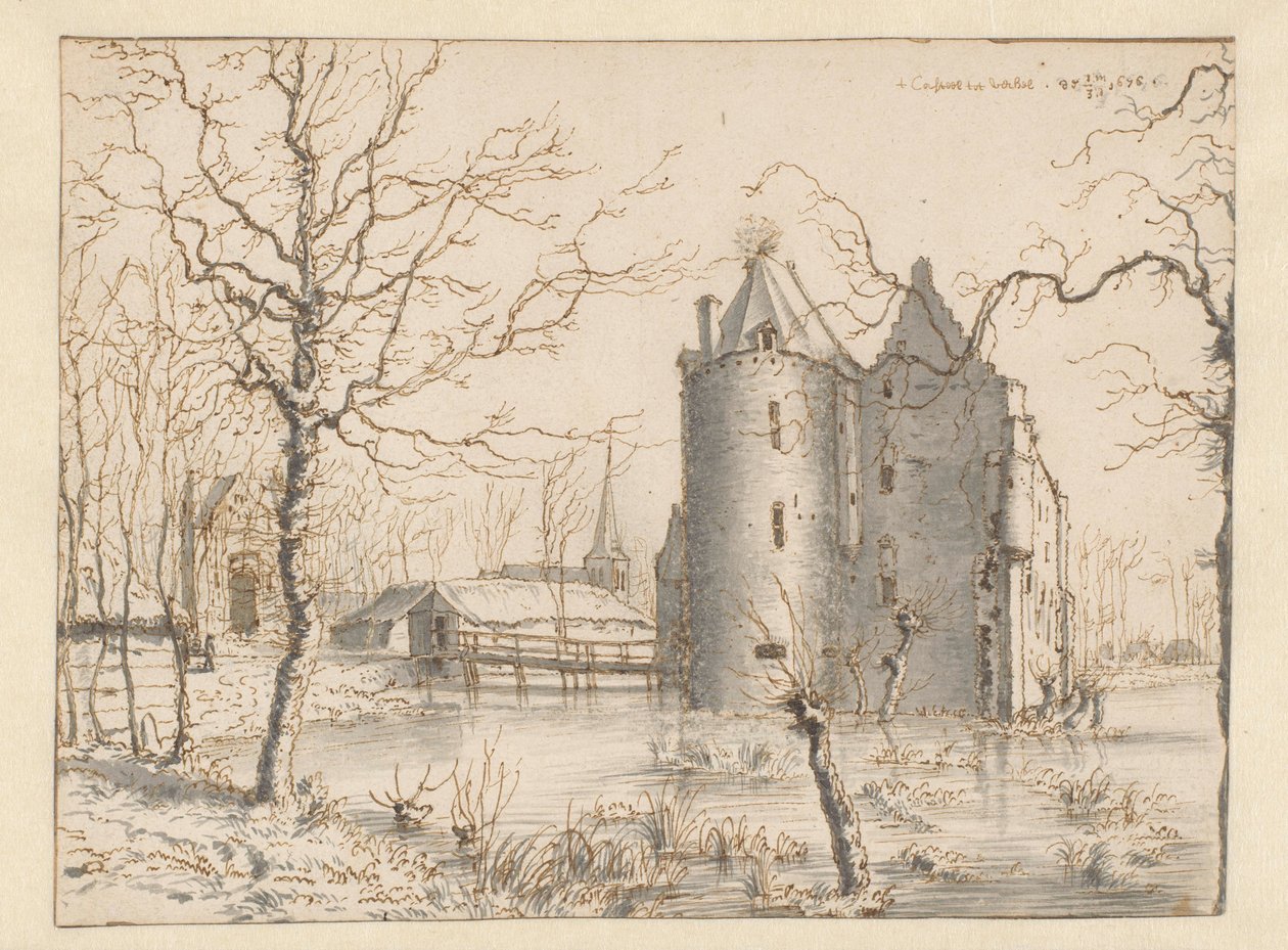 Veduta di Kasteel Frisselstein, Veghel da Barend Klotz (attributed to)