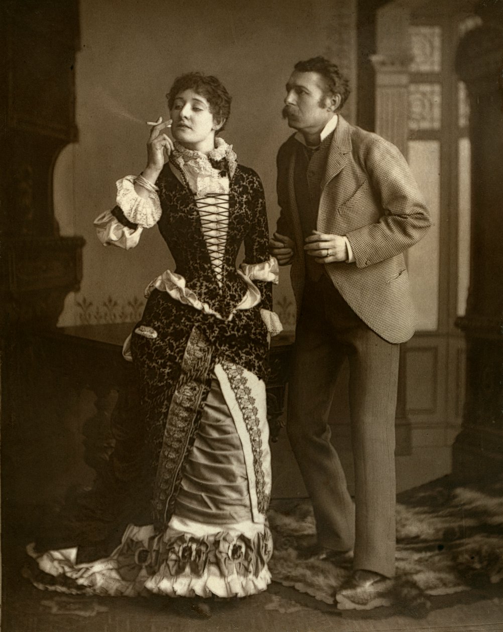 Mary Rorke e Charles Wyndham, attori britannici, 1882 da Barnes and Bell Brown