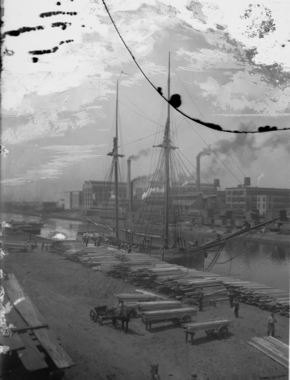 Schooner di legname sul fiume Chicago, Chicago, Illinois, USA da Barnes and Crosby