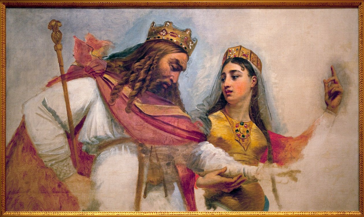 Clodoveo e Clotilde; Clodoveo I, re dei Franchi (466-511) e sua moglie Clotilde (Santa Clotilde) (475-545), che lo convertì alla fede cattolica da Baron Antoine Jean Gros