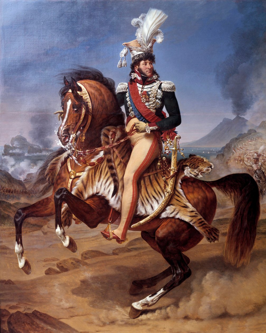 Ritratto equestre di Joachim Murat (1767-1815) Re di Napoli a Napoli con vista sul Vesuvio Dipinto di Antoine Jean Gros (1771-1835) XIX secolo - Ritratto equestre di Joachim Murat (1767-1815), Re di Napoli a Napoli da Baron Antoine Jean Gros