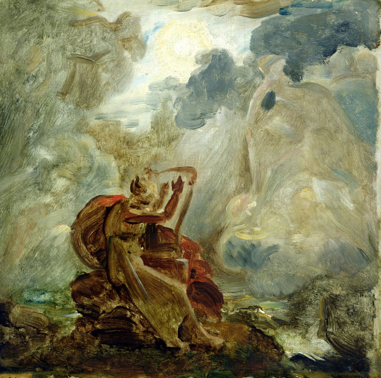 Ossian evoca gli spiriti con la sua arpa sulle rive del fiume di Lora, c.1811 da Baron François Pascal Simon Gérard