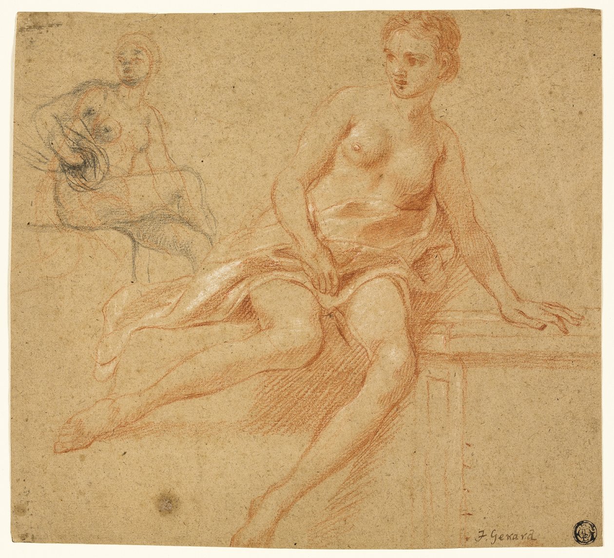 Due schizzi di nudo femminile seduto da Baron François Pascal Simon Gérard