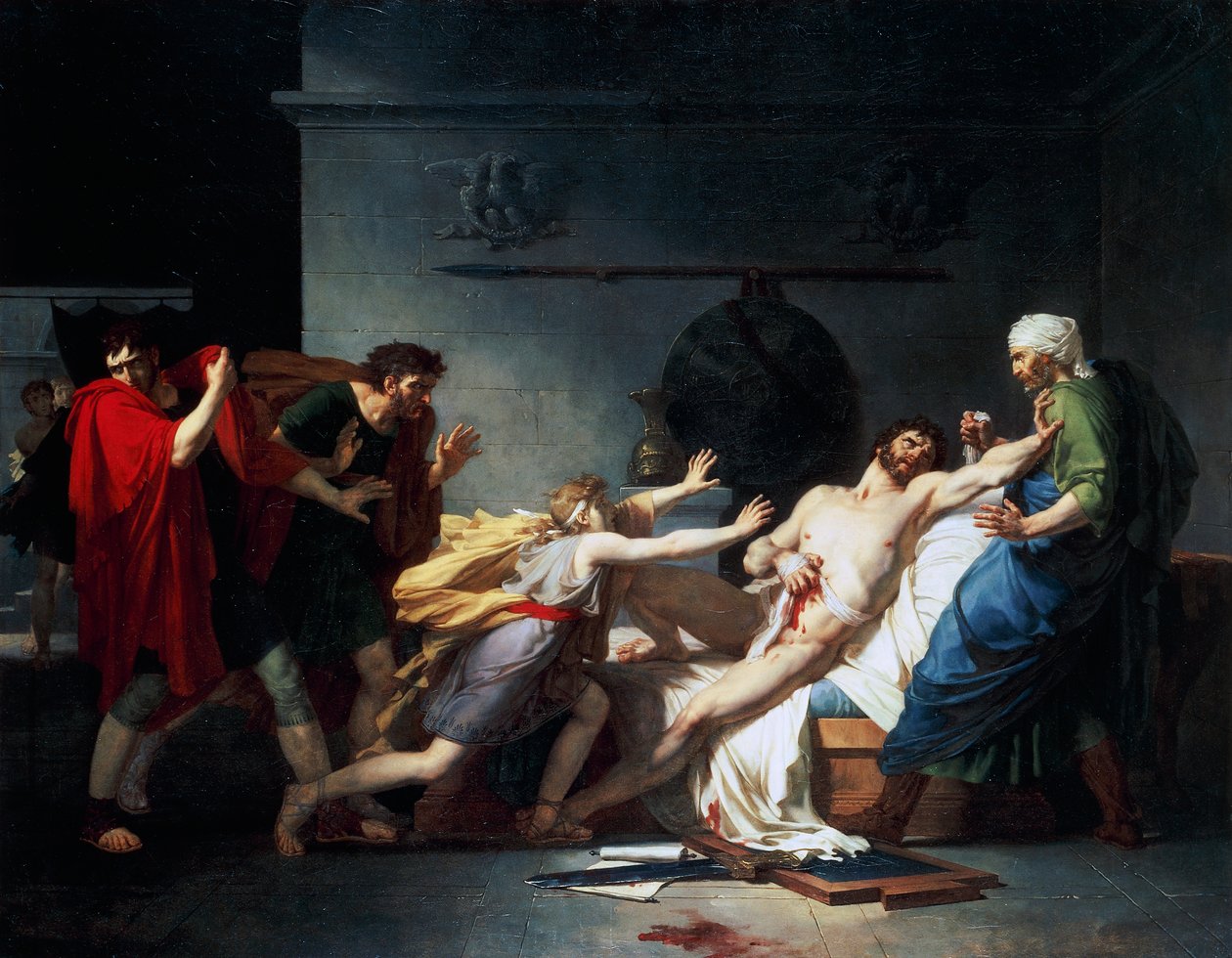 La morte di Catone il Giovane noto anche come Uticense da Baron Pierre-Narcisse Guerin
