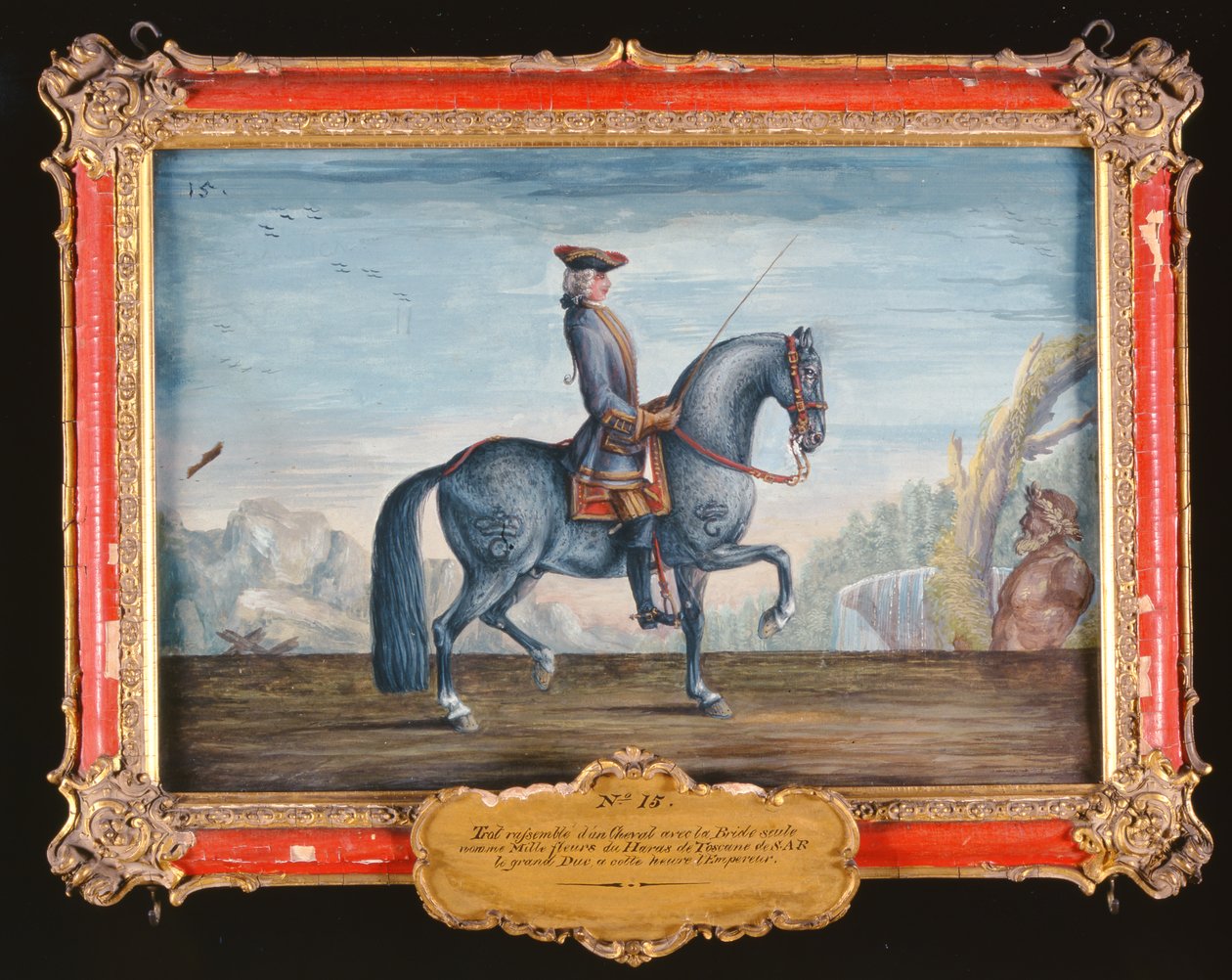 No. 15 Mille Fleurs un cavallo della Scuola di Equitazione Spagnola, eseguendo un trotto da Baron Reis Eisenberg
