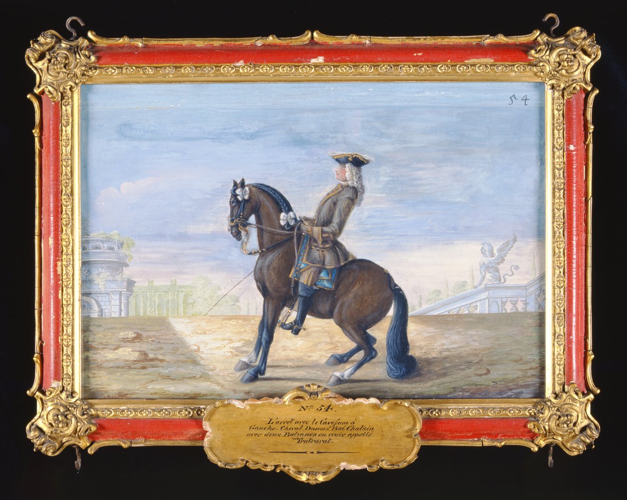 No. 54 Un cavallo baio castano danese della Scuola di Equitazione Spagnola eseguendo un movimento di dressage da Baron Reis Eisenberg