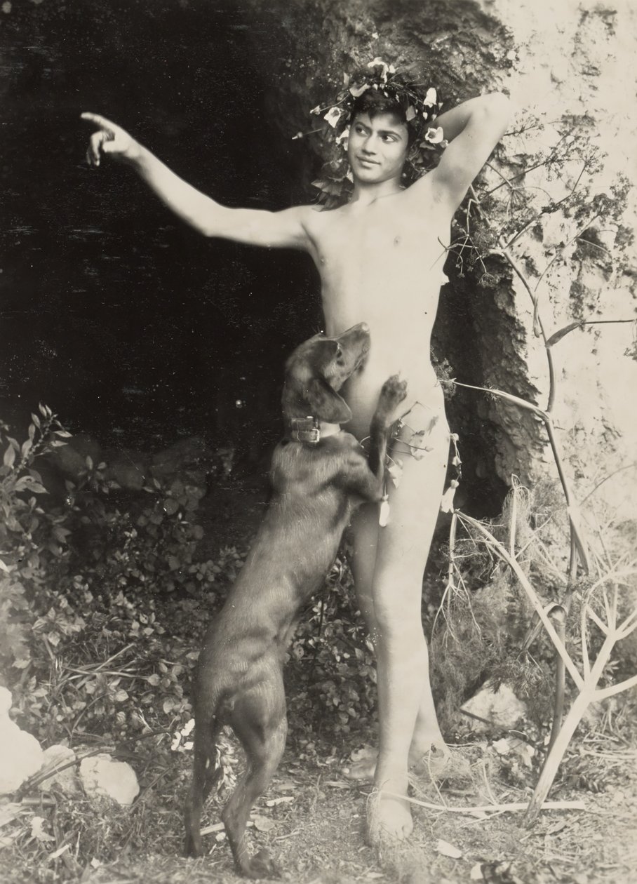 [Giovane nudo con cane] da Baron Wilhelm von Gloeden