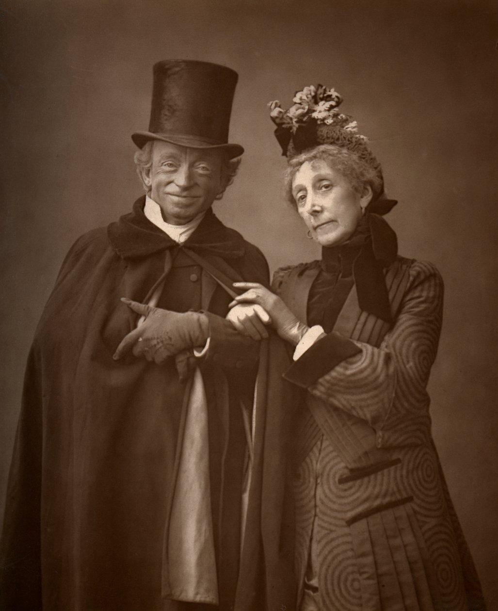 Attori americani James Lewis e Ann Gilbert in A Night Off, 1886 da Barraud