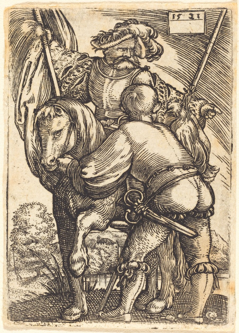 Portabandiera a cavallo e fante da Barthel Beham