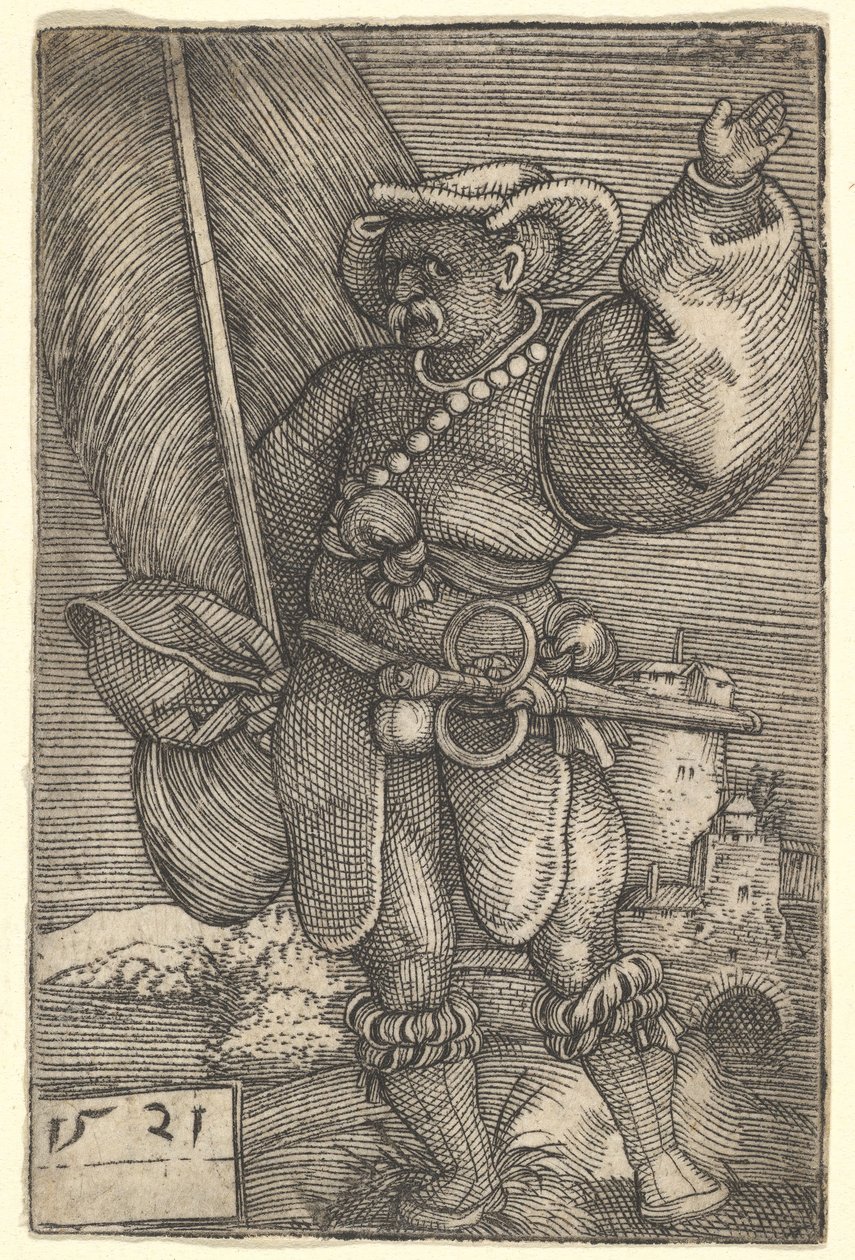 Portabandiera con mano sinistra alzata da Barthel Beham