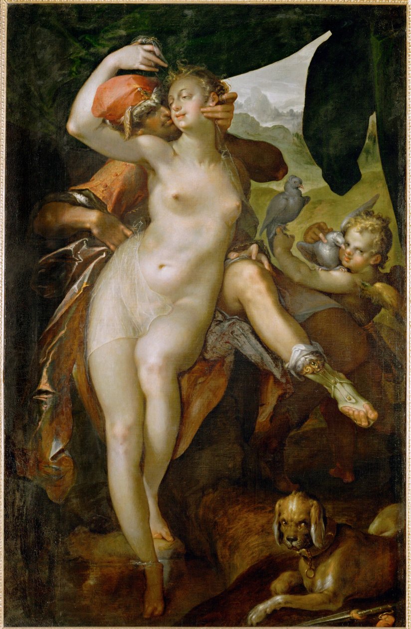 Venere e Adone, 1595 circa (dipinto su tela) da Bartholomaeus Spranger
