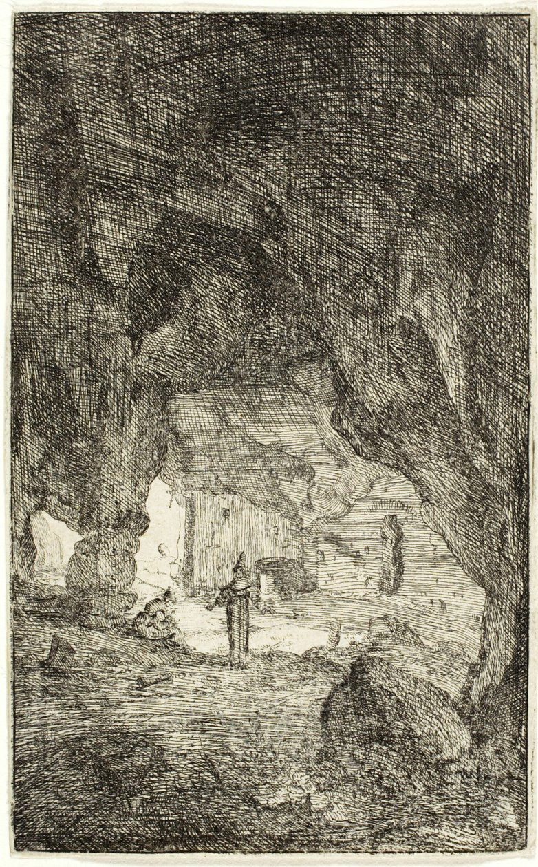 Grotta e frati, da Le Rovine di Roma da Bartholomeus Breenbergh