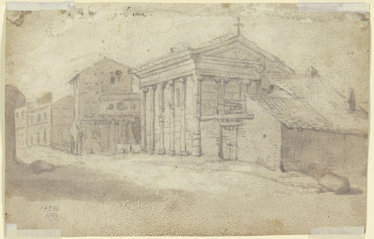 Strada con antico tempio di ordine ionico, ora chiesa cristiana con colonnato aggiunto da Bartholomeus Breenbergh