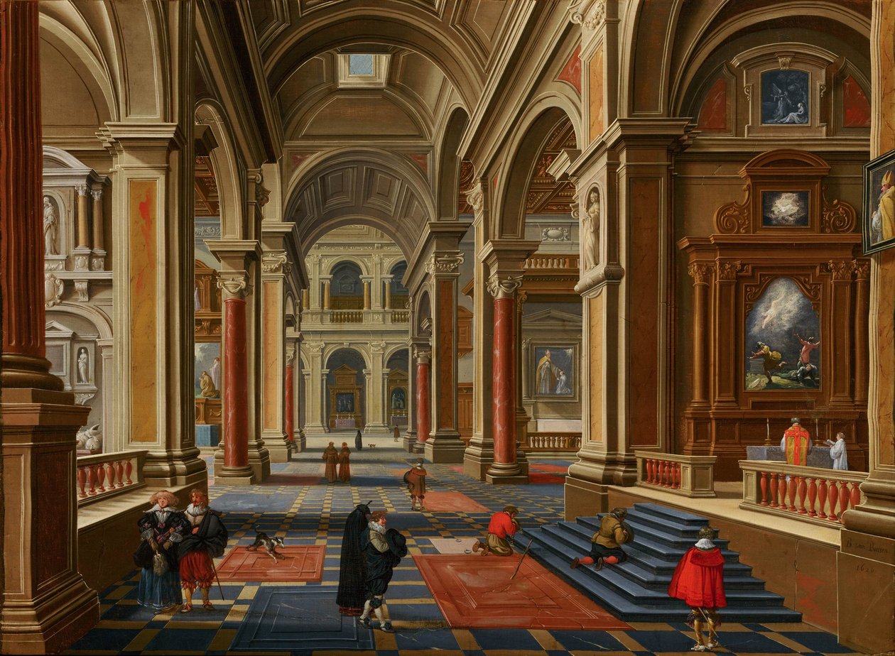 Interno di una chiesa cattolica da Bartholomeus van Bassen