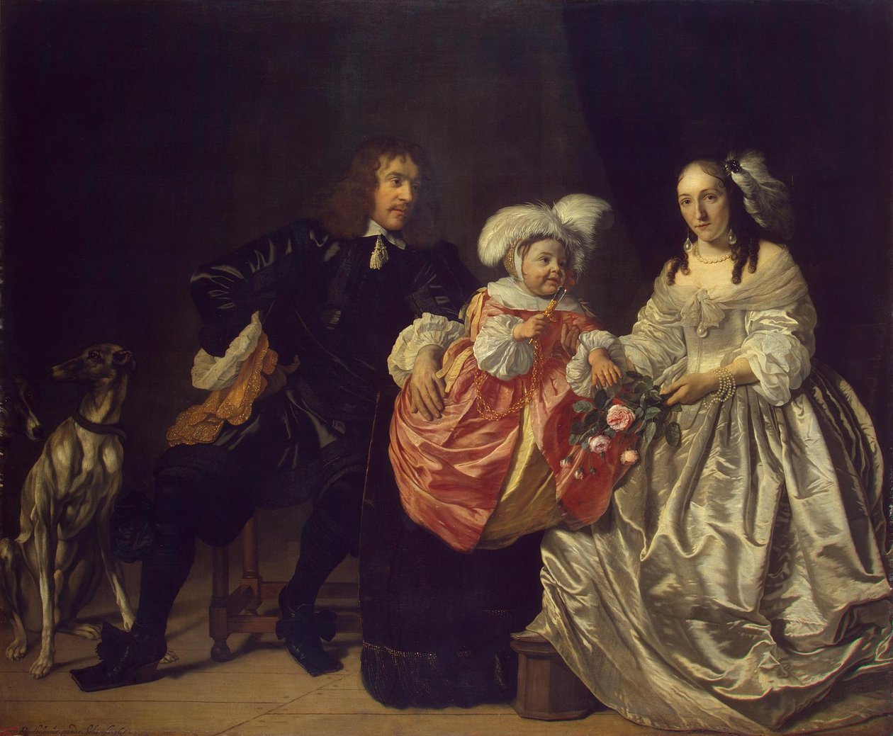 Ritratto di famiglia (Pieter Lucaszn van de Venne con Anna de Carpentier e il bambino) da Bartholomeus van der Helst