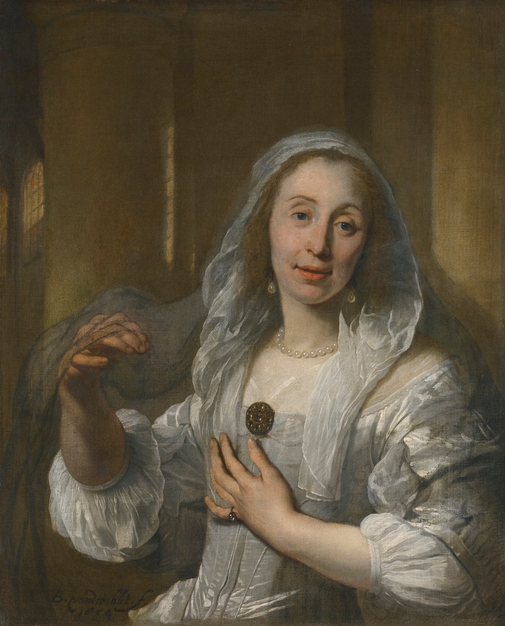 Ritratto di donna in bianco da Bartholomeus van der Helst