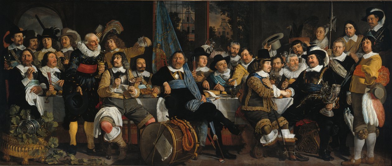 La celebrazione della pace di Münster, 18 giugno 1648, nel quartier generale dei balestrieri civici da Bartholomeus van der Helst