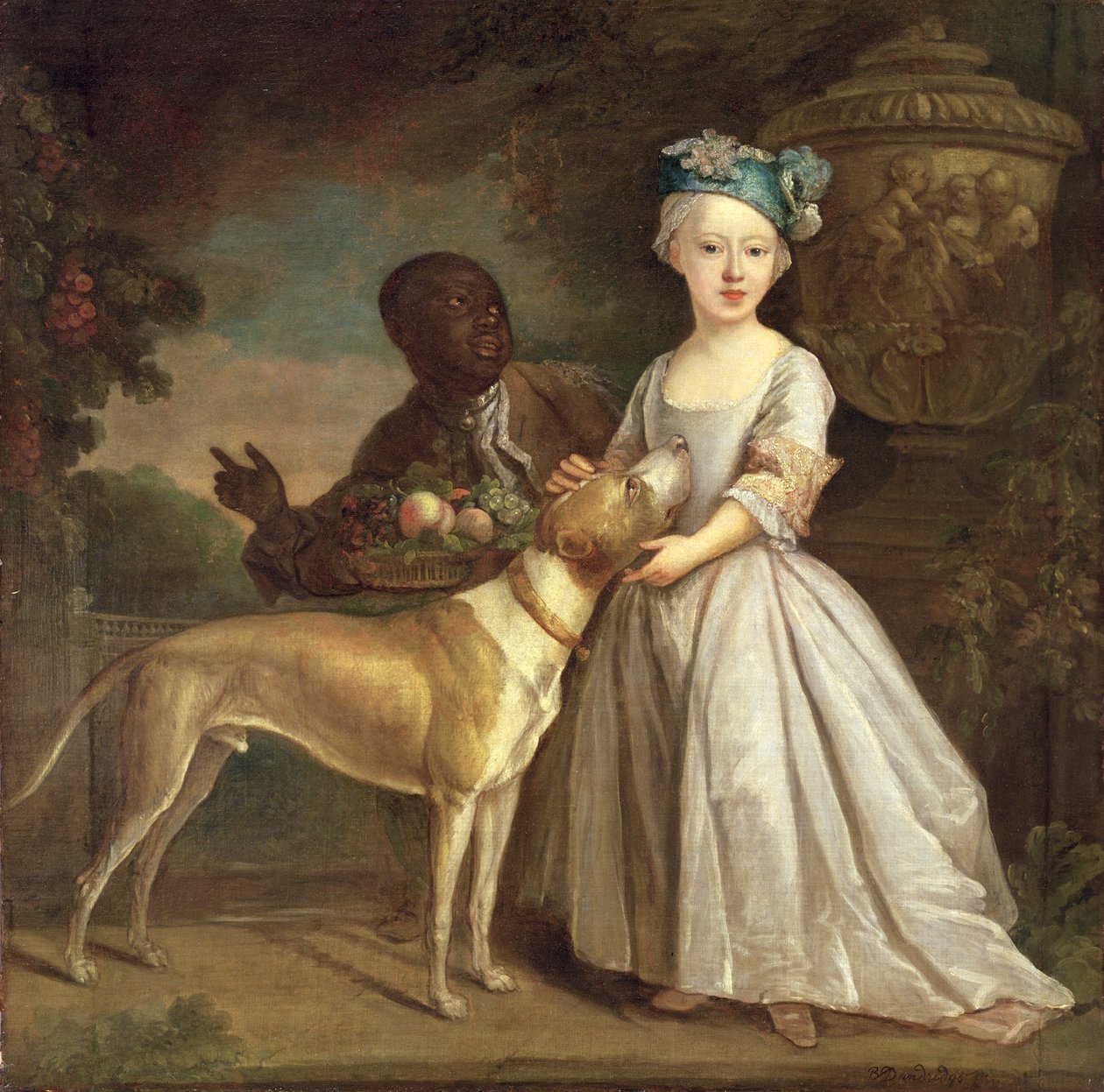 Una giovane ragazza con un cane e un paggio da Bartholomew Dandridge