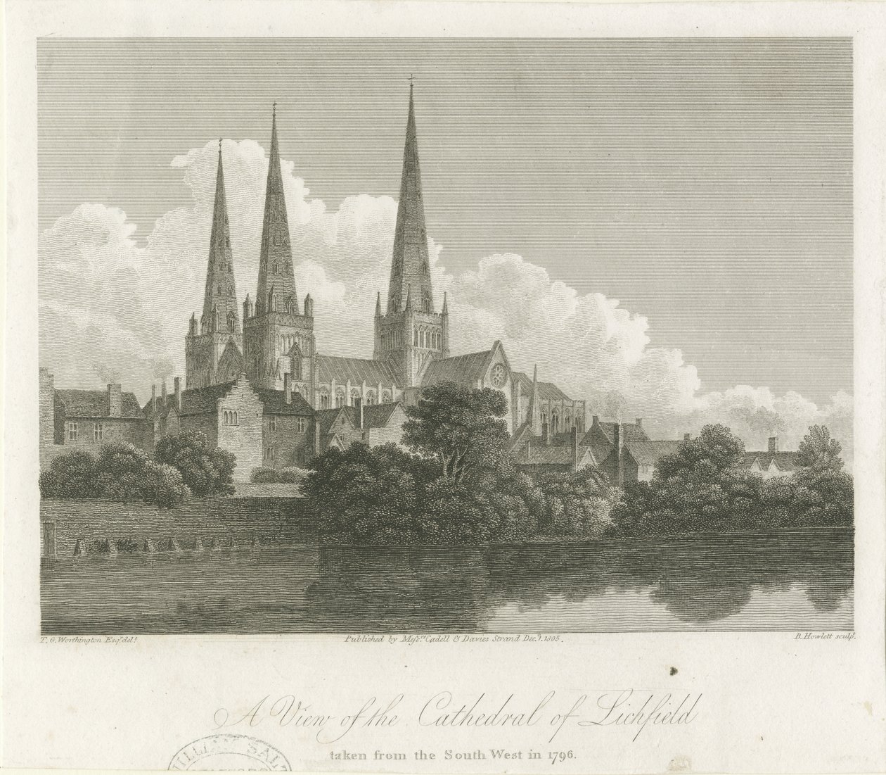 Cattedrale di Lichfield - Vista Sud-Ovest da Bartholomew Howlett