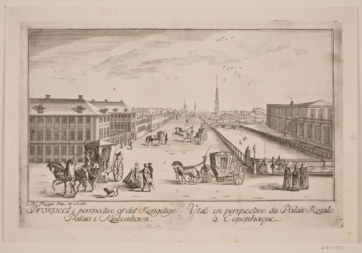 Canale di Frederiksholm, a sinistra Palazzo del Principe da Bartholomæus Roque