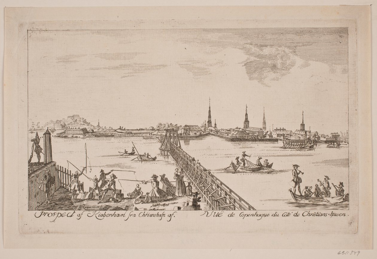 Prospetto di Copenaghen visto da Christianshavn da Bartholomæus Roque