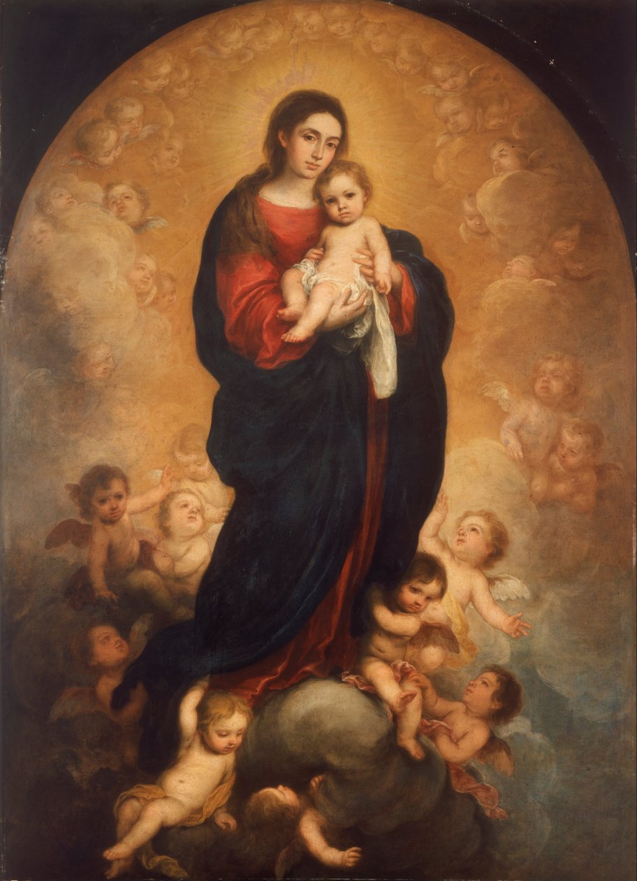 Vergine e Bambino in gloria da Bartolomé Esteban Murillo