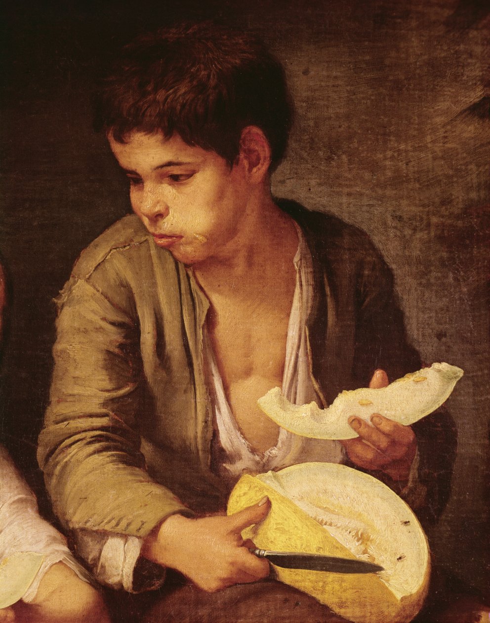 Dettaglio di Due bambini che mangiano un melone e uva, 1645-46 da Bartolomé Esteban Murillo