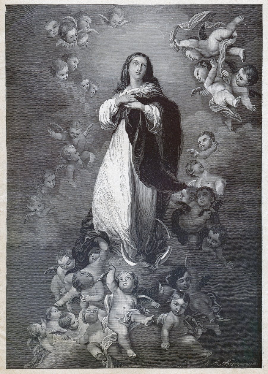 Immacolata Concezione (incisione, circa 1900) da Bartolome Esteban (after) Murillo