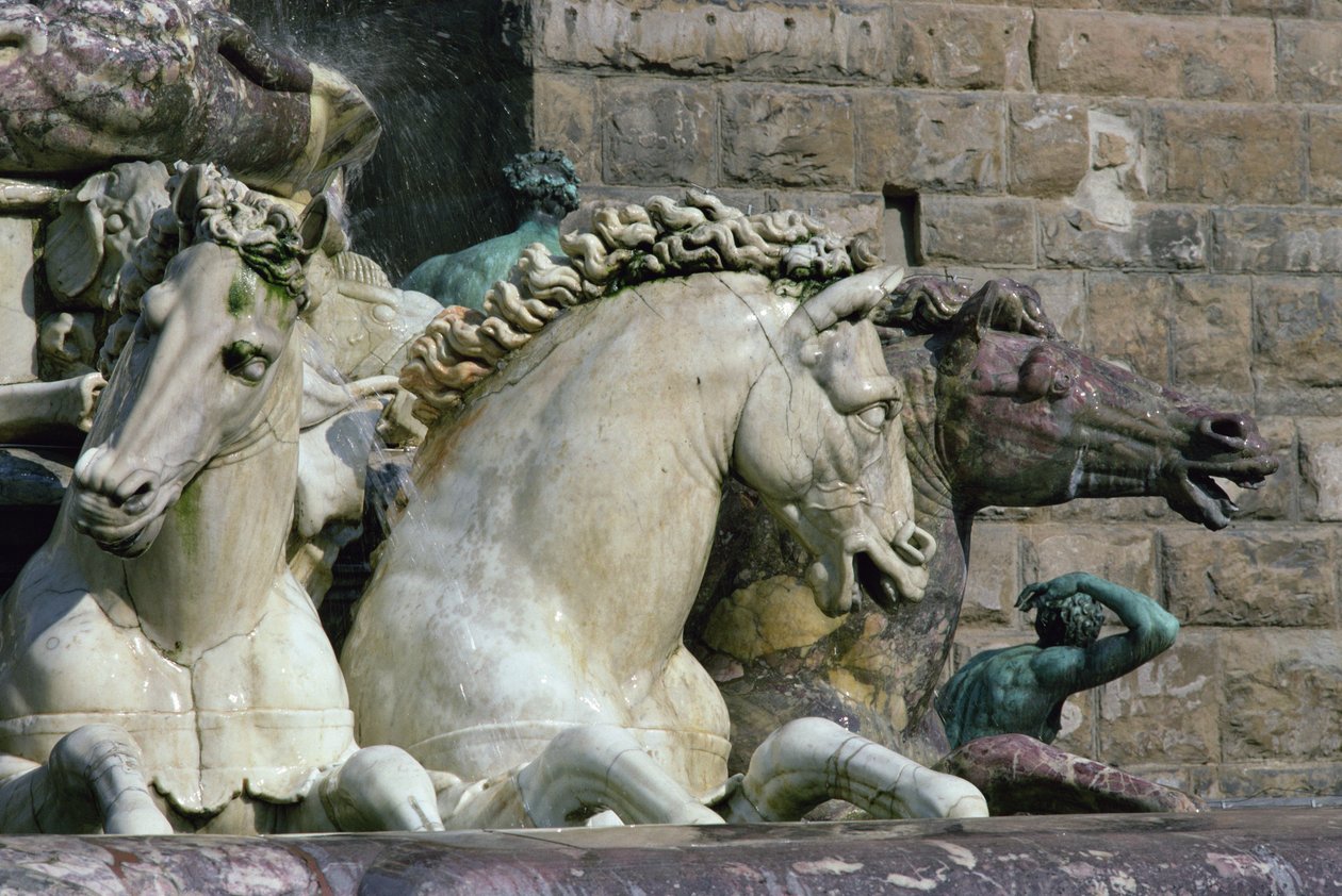 Dettaglio della Fontana di Nettuno, raffigurante due cavalli marini, 1560-75 da Bartolomeo Ammannati