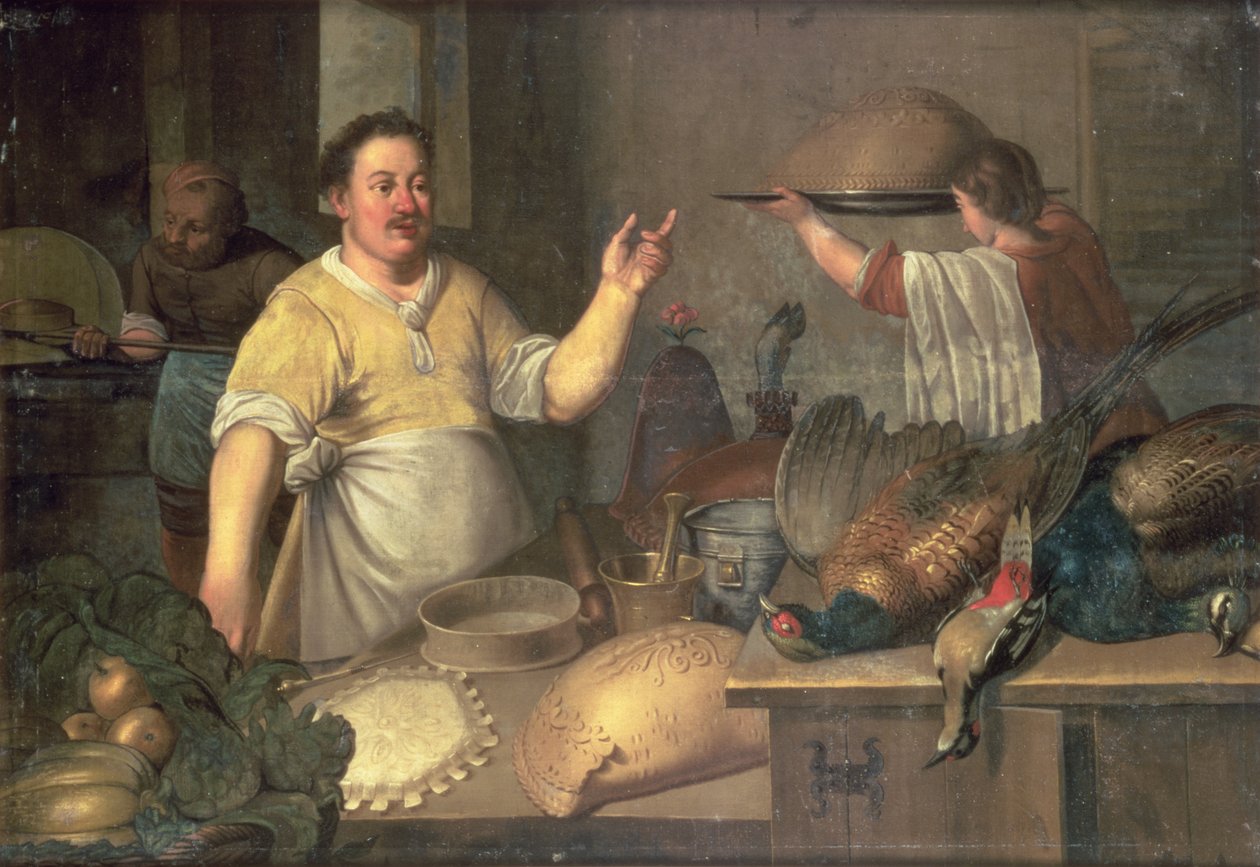 Un fornaio che prepara torte da Bartolomeo Passaroti