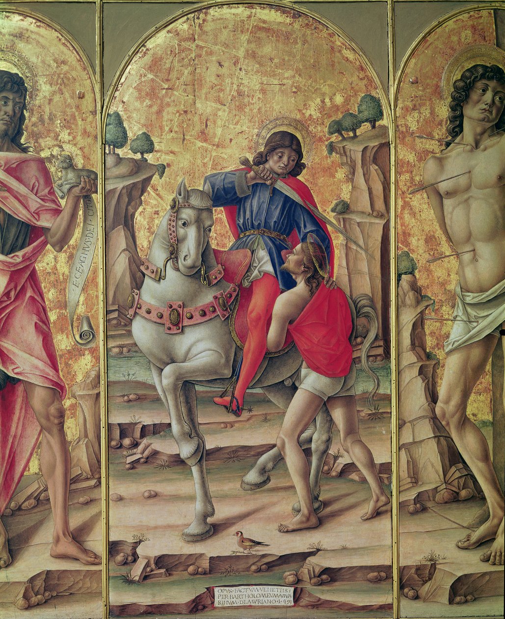 La carità di San Martino, pannello centrale del Trittico di San Martino da Bartolomeo Vivarini