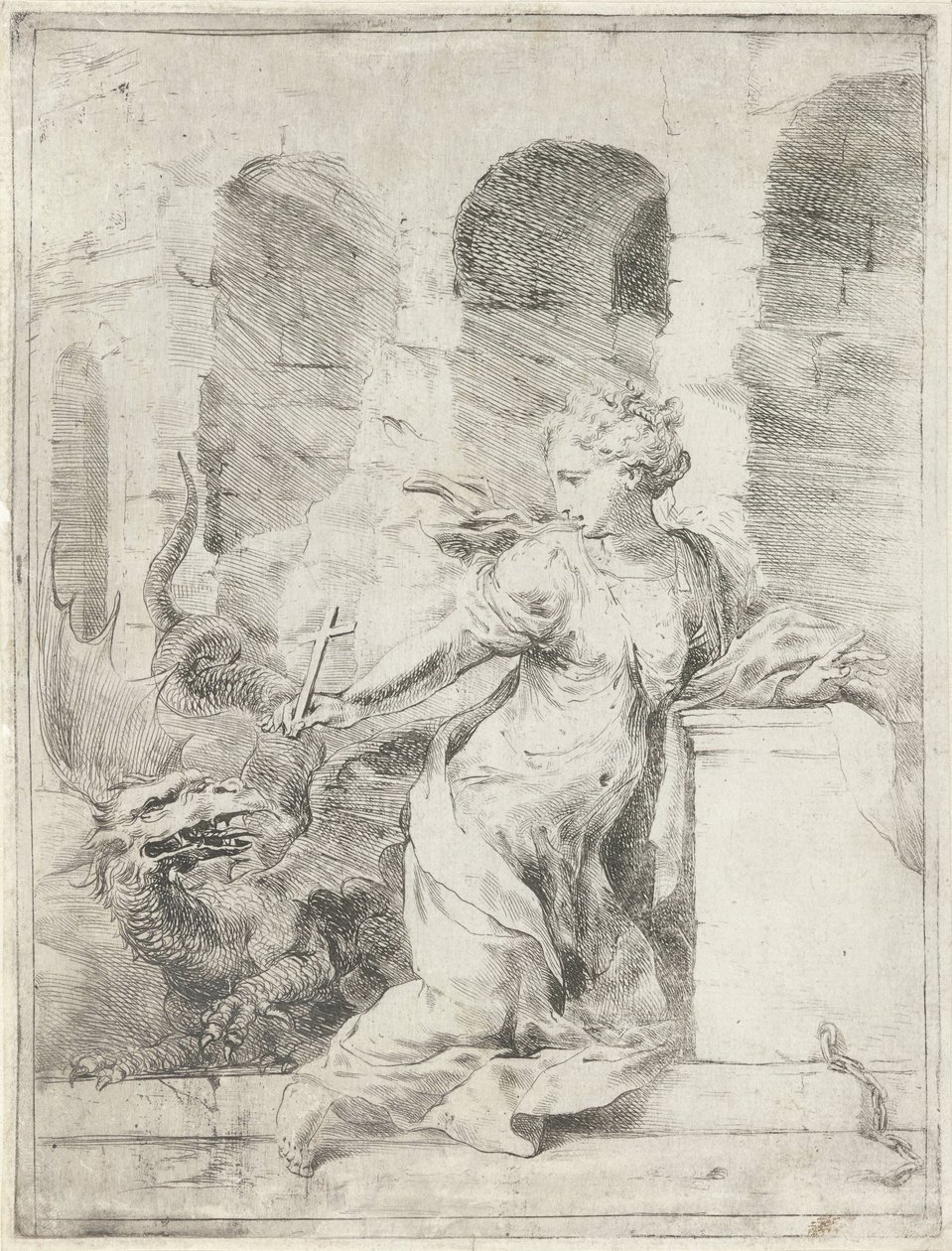 Margherita di Antiochia sfida il drago da Bartolomeo Biscaino