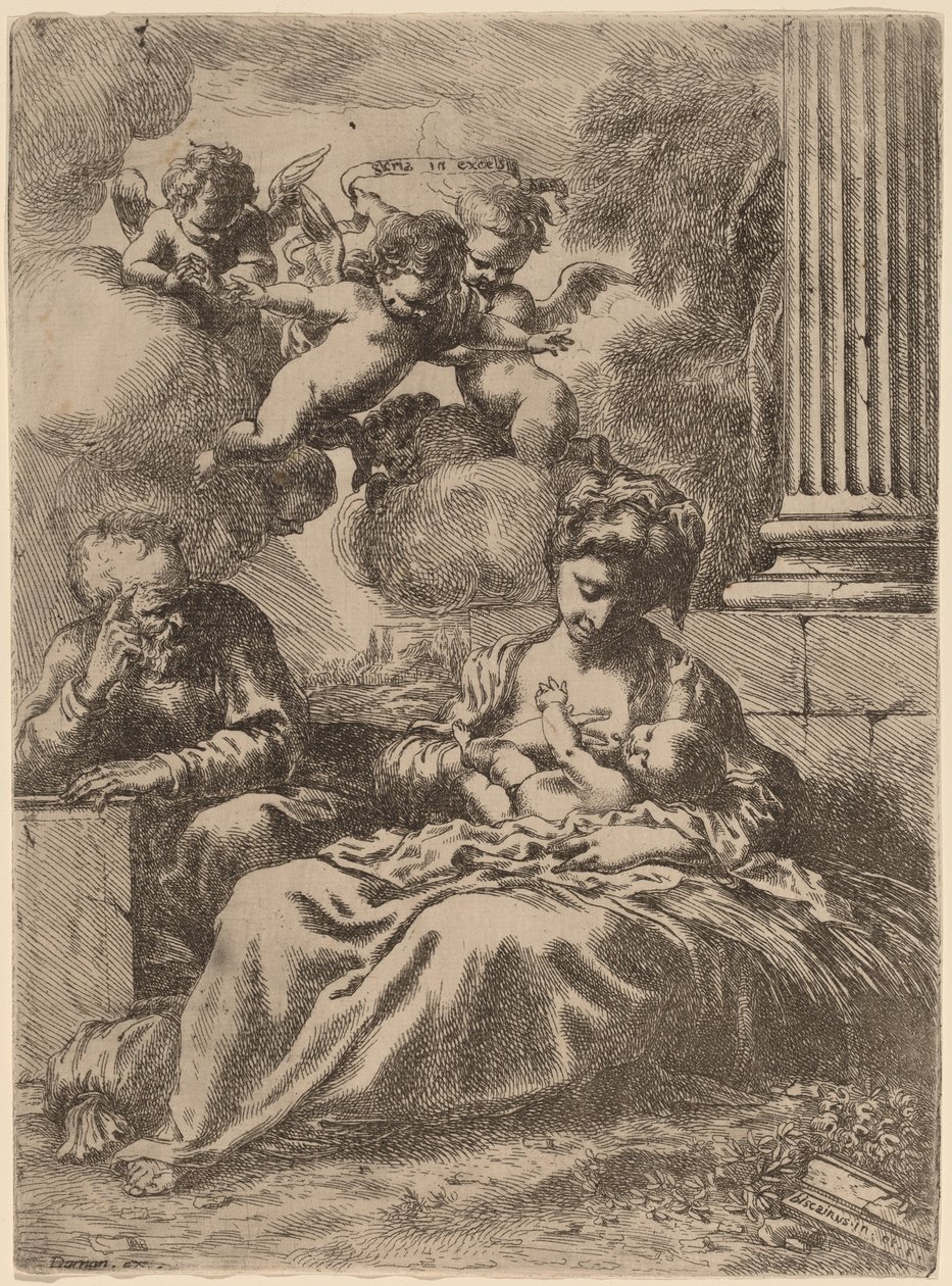 La Sacra Famiglia presso una colonna da Bartolomeo Biscaino