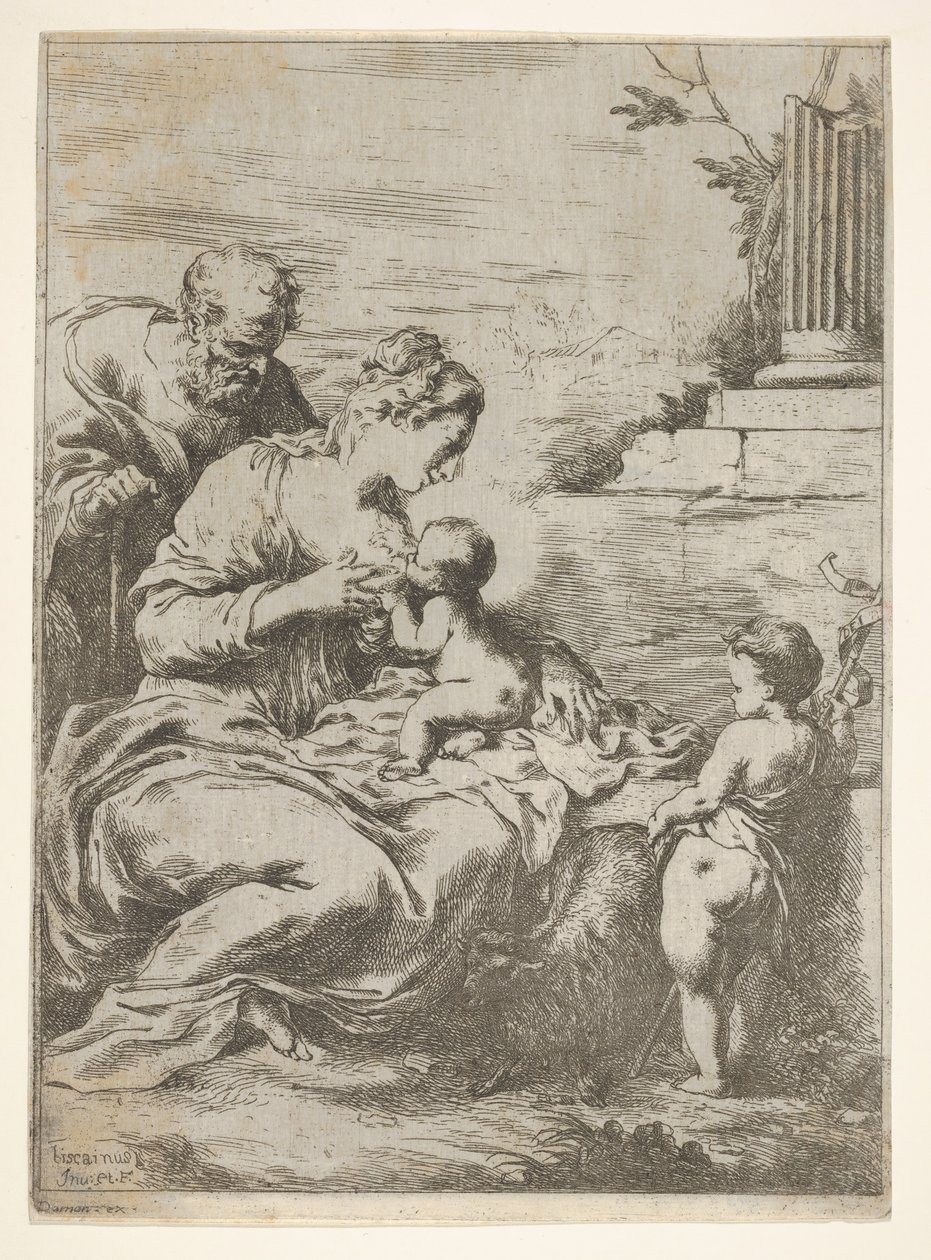 La Sacra Famiglia con il piccolo San Giovanni Battista a destra, 1650-57 da Bartolomeo Biscaino