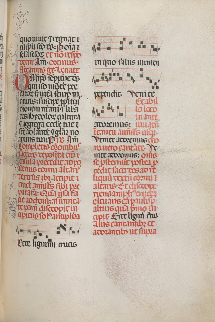 Messale: Fol. 148: Musica per Ecce lignum crucis..., 1469 da Bartolomeo Caporali